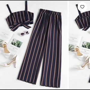 Two piece navy long pants